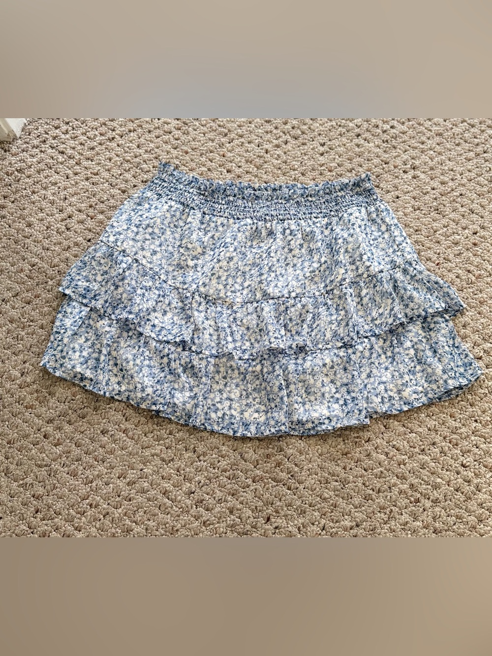 Free the Roses Blue and White Smocked Floral Mini